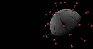 Virus particle spinning, closeup of the deadly corona virus. 3D animation / rendering based on lab reports.