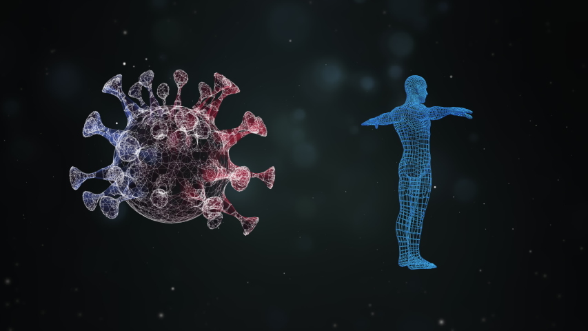 Activation of human immunity. Virus attacks the human body which is protected by strong immune system. | Shutterstock HD Video #1046670814