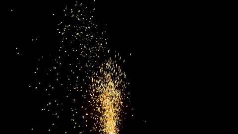 Shower of sparks fireworks cascading on black background