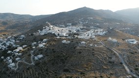 Village of Koubara on the island of Ios seen from the sky