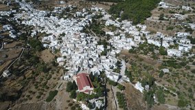 Village of Lefkes on the island of Paros in the Cyclades in Greece viewed from the sky