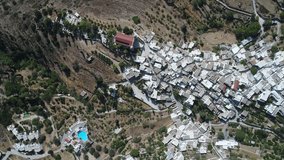Village of Lefkes on the island of Paros in the Cyclades in Greece viewed from the sky