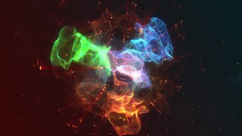 Atomic Nucleus animated visualization of proton with quarks inside. 