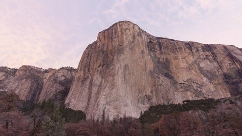 Mount El Capitan in the Morning. California, USA. Time Lapse
