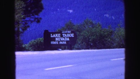 VANCOUVER BC CANADA-1968: Vw Van Driving Down The Highway Near Lake Tahoe