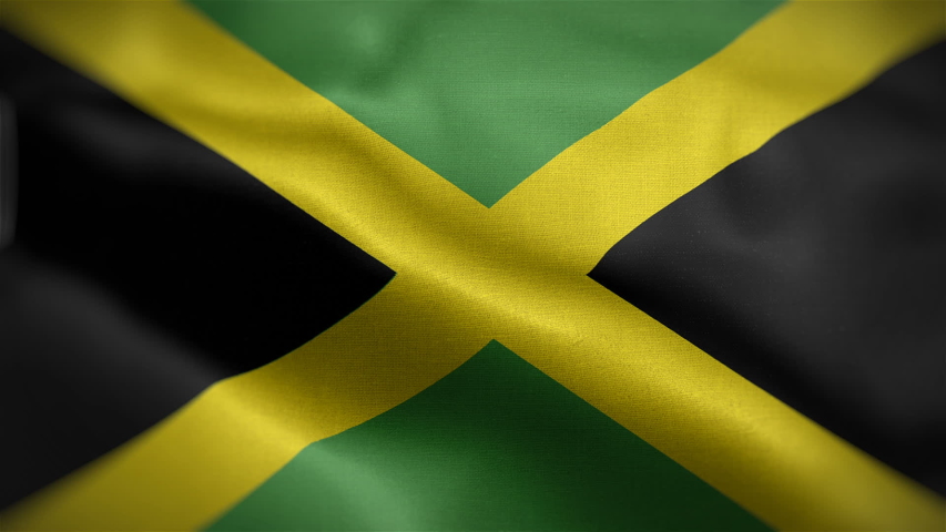 frontal view jamaican national flag blowing Stock Footage Video (100% ...