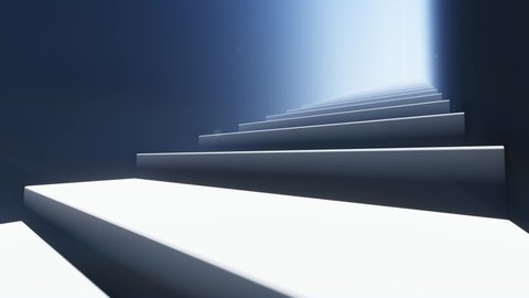 Futuristic Clean Staircase To The Sky Door With Particles	
