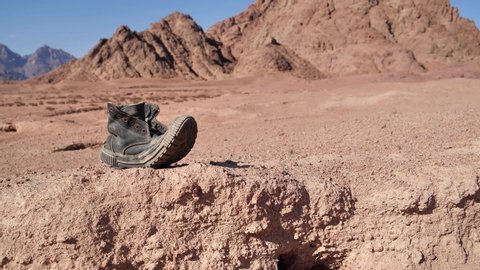 Old boot in the Sinai desert, Egypt