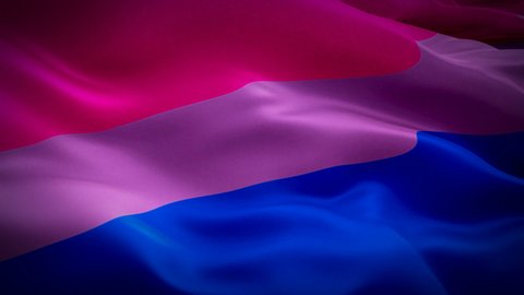 Rainbow Bi Pride Flag video waving in wind.  Bisexual Flag background Bisexual play,fantasies. Rainbow Pride Bisexuality Flag Looping Closeup 1080p Full HD 1920X1080 footage. Rainbow colors LGBT Bi 
