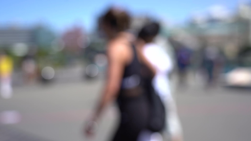 Blurred video of Downtown Wellington City waterfront view in the capital of New Zealand; Slow motion