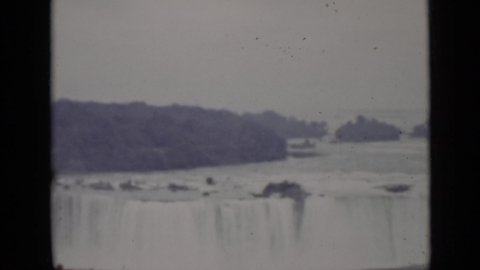 ONTARIO CANADA-1940: Camera Pans Across The Brink Of The Horseshoe Falls Filmed On Canadian Side Of Niagara River