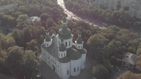 St. Cyril Church in Kyiv. Ukraine. Aerial view