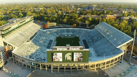 East Lansing , Michigan / United States - 10 29 2019: Spartan Stadium on Michigan University Campus is an iconic campus landmark.