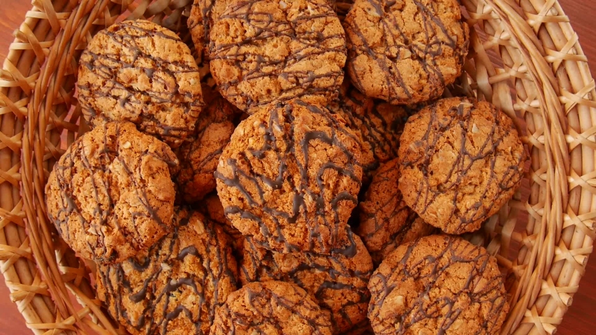 Chocolate cookies in the basket.