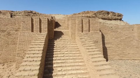 The Great Ziggurat in Ur (ziggurat Etemenniguru) is the most preserved temple complex of the Ancient Mesopotamia. Iraq . Ziggurat of Ur in south of Iraq in Province of Dhi Qar