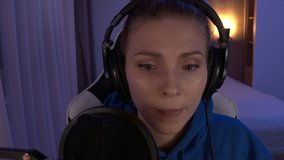POV webcam view, upset Caucasian teen girl gamer streamer loosing while streaming online game from home. 4K UHD RAW graded footage
