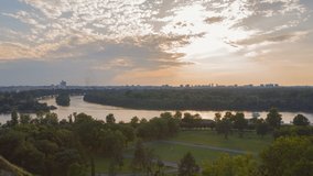 Time lapse of Belgrade waterfront at sunset