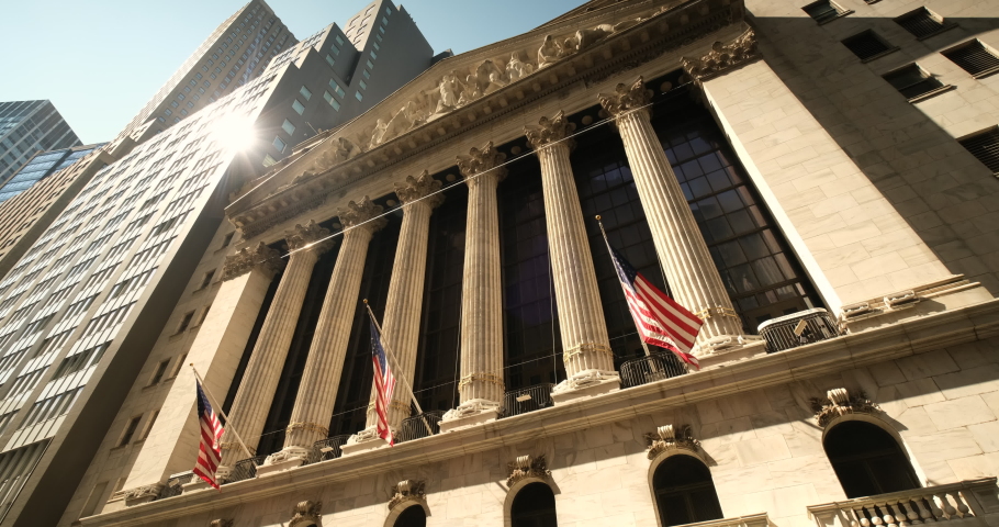 Manhattan, New York - September 21, 2019:  New York Stock Exchange building in the financial district on Wall Street in lower Manhattan New York USA