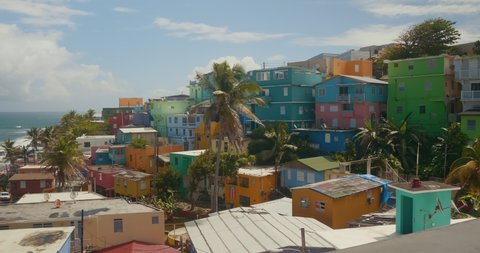 Stunning establishing shot of La Perla neighborhood in Puerto Rico.