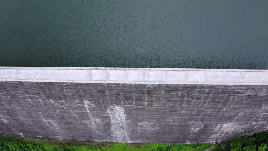 Aerial view of dam with Full of water