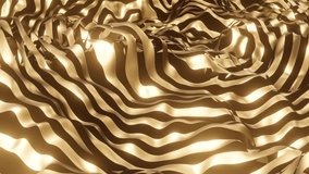 Abstract gold metal background. Luxurious gold metallic ribbon animation. 3d render digital illustration animation. Luxury golden material. Creative motion background.