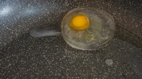 frozen bull's eye egg cooked on a non-stick pan that cooks slowly