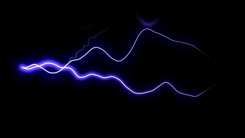 High-quality stock 4k: Electrical storm, blue lightning strikes on black background. The best stock of blue electric discharges, electrical storm, thunderstorm with flashing lightning thunderbolt.