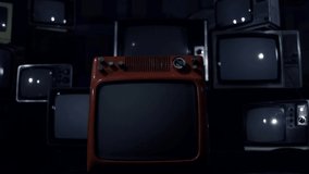 Antique Television Set turn on Green Screen with Static Noise and Color Bars. Dolly In. Dark Blue Tone. You can Replace Green Screen with the Footage or Picture you Want with “Keying” effect in AE. 