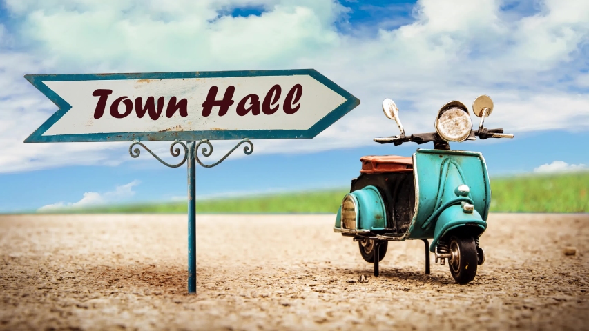 Street Sign the Way to Town Hall