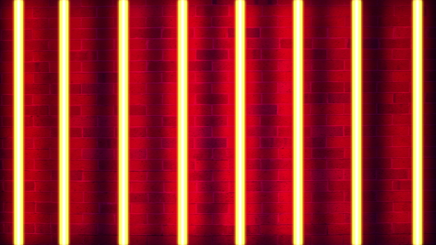 Glowing vertical neon tubes on night brick wall. - Powered by Shutterstock - Get 15% off with code: PIKWIZARD15