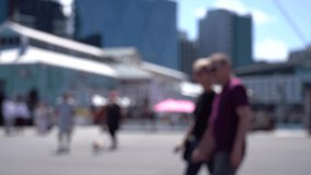 Blurred video of Downtown Wellington City waterfront view in the capital of New Zealand; Slow motion