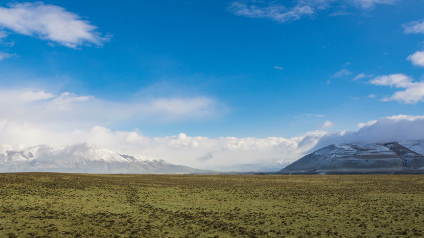 Timelapse with a panorama of Patagonia Mountines in Chile