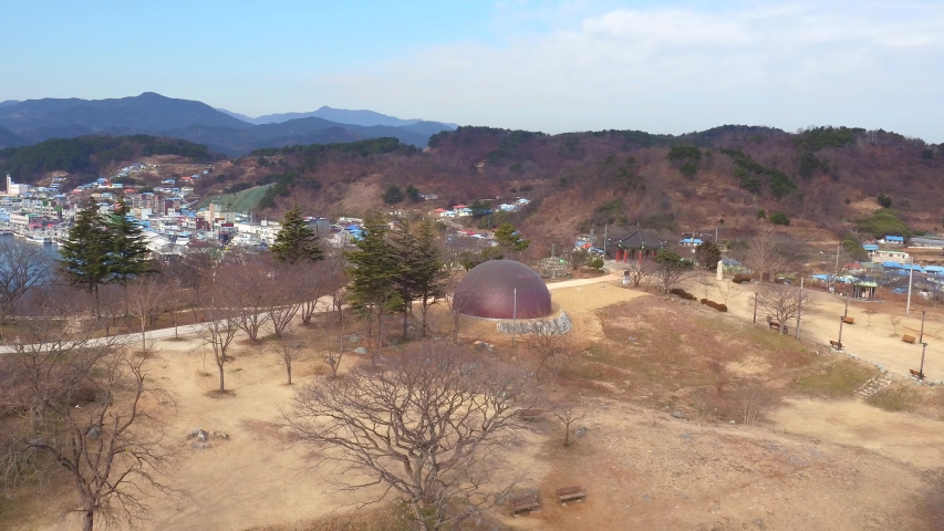 The aerial view of Deung-Gi mountain in Uljin, Korea