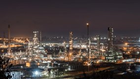 TimeLapse manufacturing oil refinery terminal is industrial facility for storage of oil and petrochemical. oil manufacturing products. power electric plant. footage b roll video 4k.