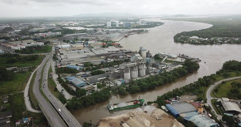 Kuching, Sarawak / Malaysia - February 21, 2020: The CMS Cement Industrial Plant and Factory at the Muara Tabuan area