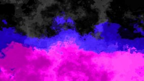 abstract animated twinkling stained background full HD seamless loop video - watercolor splotch liquid effect - color magenta pink royal blue black