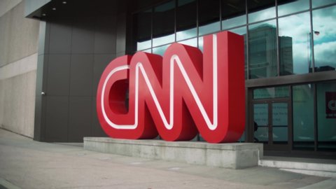 Atlanta, Georgia - February 6, 2020: large CNN headquarters logo