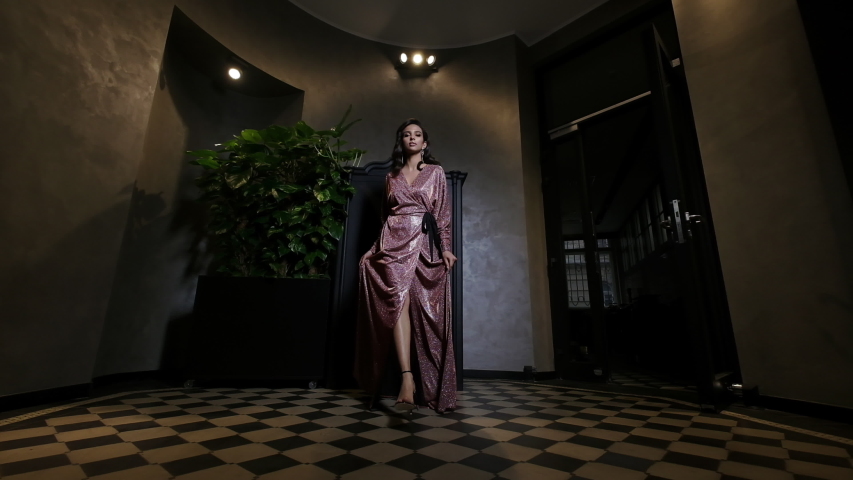 Glamorous Fashion Model Posing In A Maxi Dress.