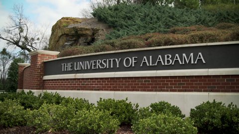 Tuscaloosa, Alabama - February 8, 2020: University of Alabama Crimson Tide welcome sign