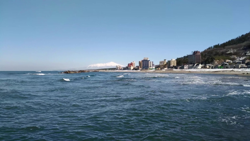 Yunohama Coast and Mt.Chokai, Yamagata prefecture Japan