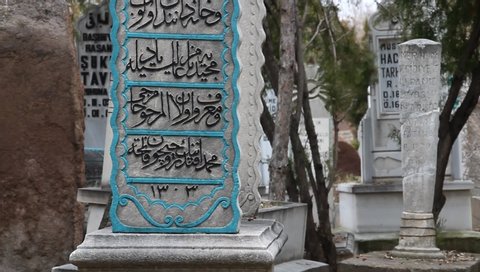 Konya / Turkey - February 16, 2020: A view from the Historical Ucler Cemetery.
