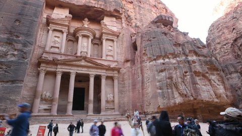 
Related Keywords

Jordan - February 18, 2020: Unidentified people visit Al Khazneh in the ancient city of Petra, Jordan. Time lapse.