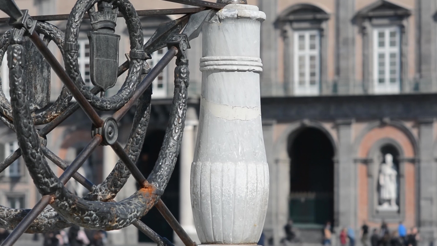 Historic center of Naples, plebiscito square famous monuments, Italy
