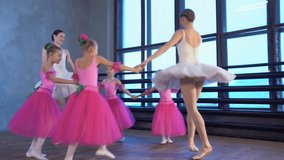 Young ballerinas engaged in the dance hall. Cool promotional videos of the ballet