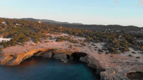 Ibiza / Spain    , Aerial video from  Ibiza   , in Balearic islands , taken by drone camera from above