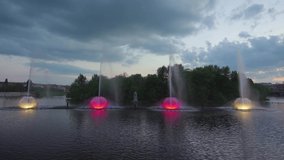 Vinnytsia / Ukraine    ,  video of  Multimedia Fountain Roshen in Vinnytsia    , taken by hand camera 