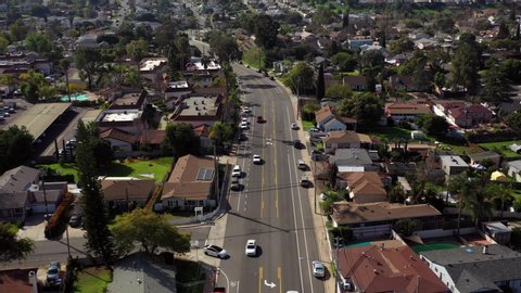 Aerial Flight Over California Suburbs