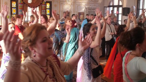 Donetsk, Ukraine - March 1, 2019: Inside of Hare Krishna temple