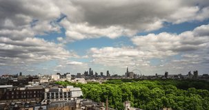 London city 4k time lapse video of fast moving clouds 