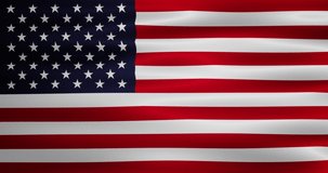 Animated waving national United States of America flag. Animation, motion graphics. Useful for social media, videos, websites, interfaces. Happy National Day.